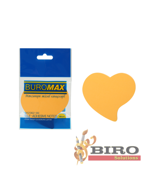 Hîrtie pentru notițe cu lipici Inimioară 50 foi, Buromax